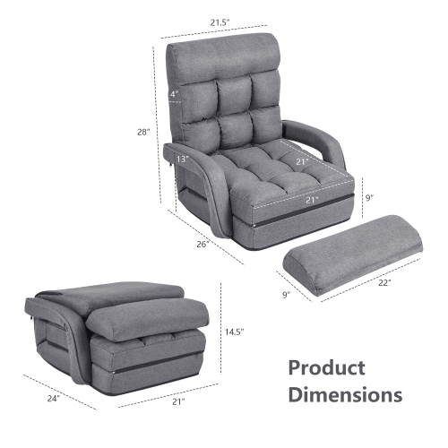 Fauteuil pliant de Costway avec dossier réglable à 6 positions et coussin lombaire