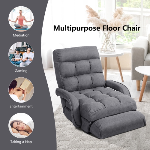 Fauteuil pliant de Costway avec dossier réglable à 6 positions et coussin lombaire
