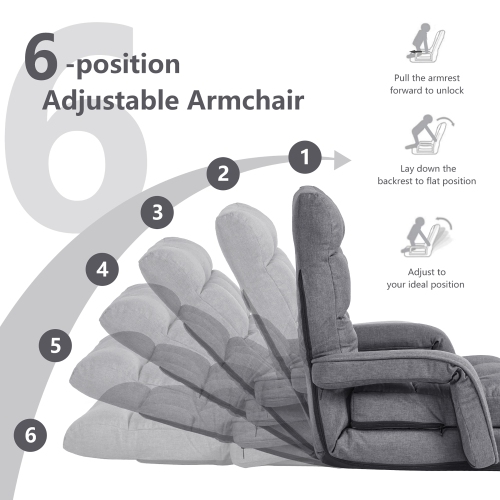 Fauteuil pliant de Costway avec dossier réglable à 6 positions et coussin lombaire