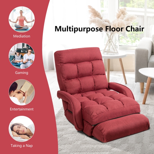 Fauteuil pliant de Costway avec dossier réglable à 6 positions et coussin lombaire