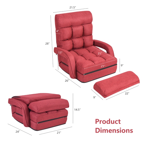 Fauteuil pliant de Costway avec dossier réglable à 6 positions et coussin lombaire