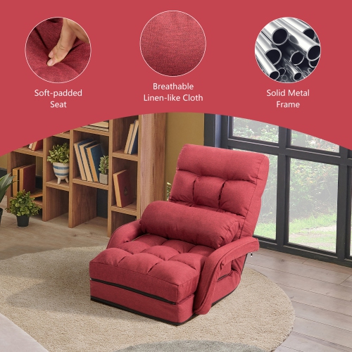 Fauteuil pliant de Costway avec dossier réglable à 6 positions et coussin lombaire