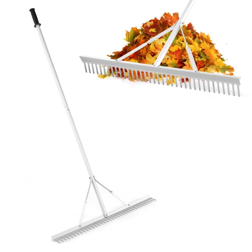 COSTWAY  Landscape Rake With 36" Head & 68" Handle Heavy-Duty Aluminum Leaf Rake for Lawns