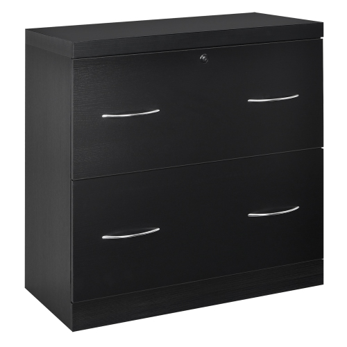 Costway 2-Drawer File Cabinet w/Lock, Hinging Bar Letter & Legal Size Black