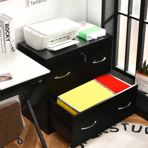 Costway 2-Drawer File Cabinet w/Lock, Hinging Bar Letter & Legal Size Black