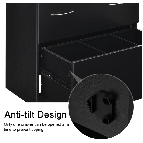 Costway 2-Drawer File Cabinet w/Lock, Hinging Bar Letter & Legal Size Black