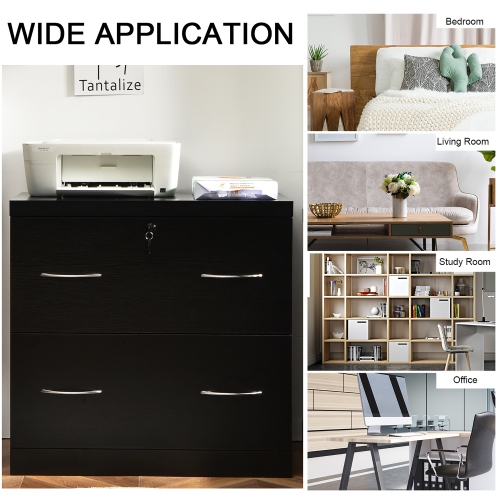Costway 2-Drawer File Cabinet w/Lock, Hinging Bar Letter & Legal Size Black