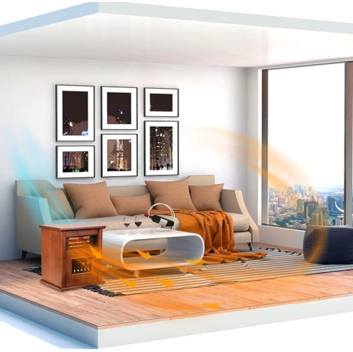 Nordic Hygge 1500-Watt Portable Wood Electric Quartz Space Heater with Remote Control Thermostat Energy Efficient for Inside Use