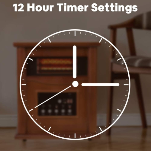 Nordic Hygge 1500-Watt Portable Wood Electric Quartz Space Heater with Remote Control Thermostat Energy Efficient for Inside Use