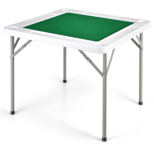 Goplus 35" 4-Player Mahjong Card Game Portable Folding Table w/Cup & Coin Holder