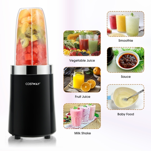 Costway 1000W Portable Blender 6-Blade Smoothie Blender with 12 Oz & 24 Oz Travel Bottle