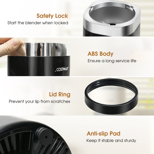 Costway 1000W Portable Blender 6-Blade Smoothie Blender with 12 Oz & 24 Oz Travel Bottle