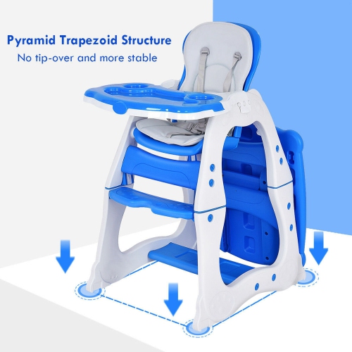Costway 3 in 1 Baby High Chair Convertible Play Table Booster Toddler Tray