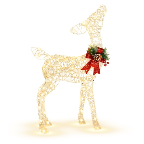 COSTWAY  Lighted Christmas Reindeer W/ 50 Led Lights Outdoor Yard Christmas Decorations