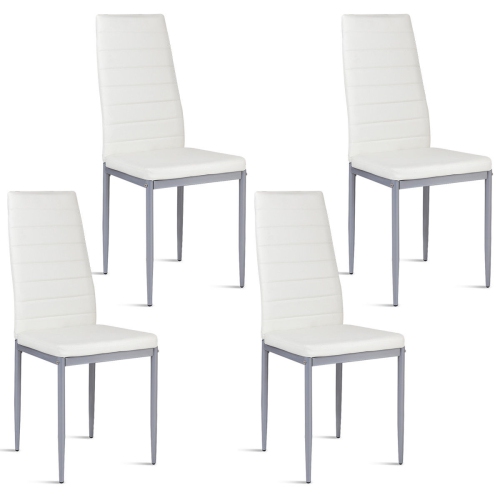 Costway Set of 4 PU Leather Dining Side Chairs Elegant Design Home Furniture White