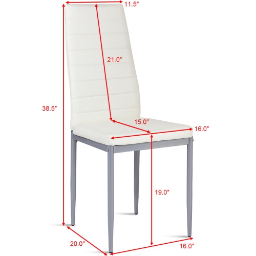 Costway Set of 4 PU Leather Dining Side Chairs Elegant Design Home Furniture White