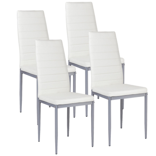 Costway Set of 4 PU Leather Dining Side Chairs Elegant Design Home Furniture White