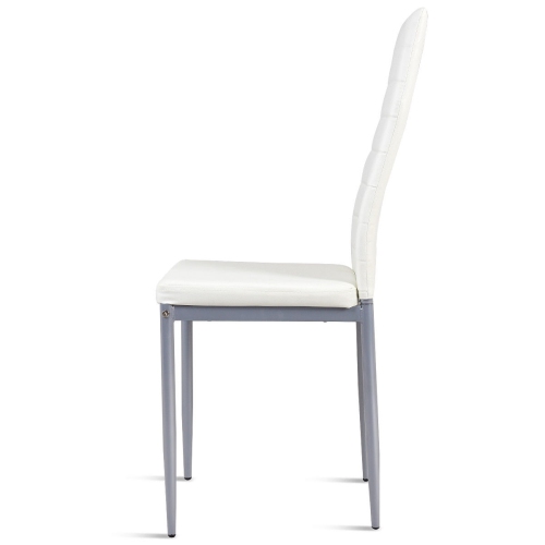 Costway Set of 4 PU Leather Dining Side Chairs Elegant Design Home Furniture White