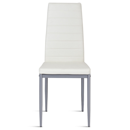 Costway Set of 4 PU Leather Dining Side Chairs Elegant Design Home Furniture White