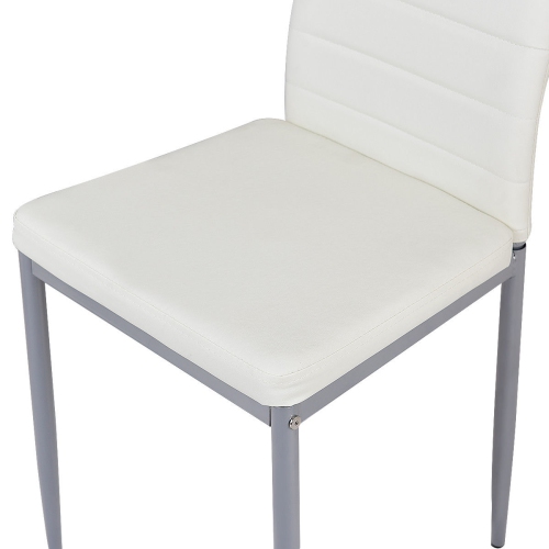 Costway Set of 4 PU Leather Dining Side Chairs Elegant Design Home Furniture White