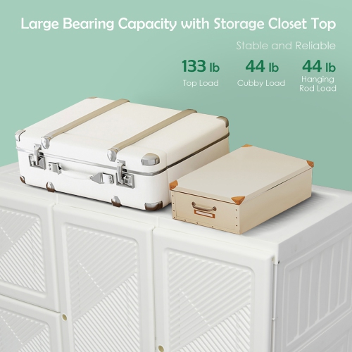 Costway Portable Closet Clothes Foldable Armoire Wardrobe Closet w/10 Cubes, Hanging Rods