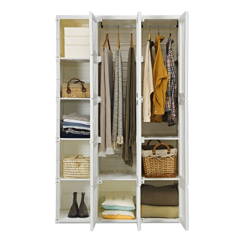 Costway Portable Closet Clothes Foldable Armoire Wardrobe Closet w/ 12 Cubby Storage