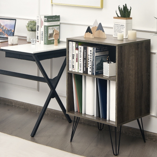 Costway – Support pour tourne-disque, tablette d’affichage pour tourne-disque, 21 x 18,5 x 34 po, noyer