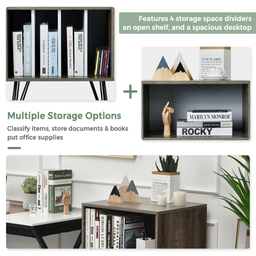 Costway – Support pour tourne-disque, tablette d’affichage pour tourne-disque, 21 x 18,5 x 34 po, noyer