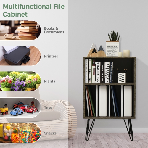 Costway – Support pour tourne-disque, tablette d’affichage pour tourne-disque, 21 x 18,5 x 34 po, noyer