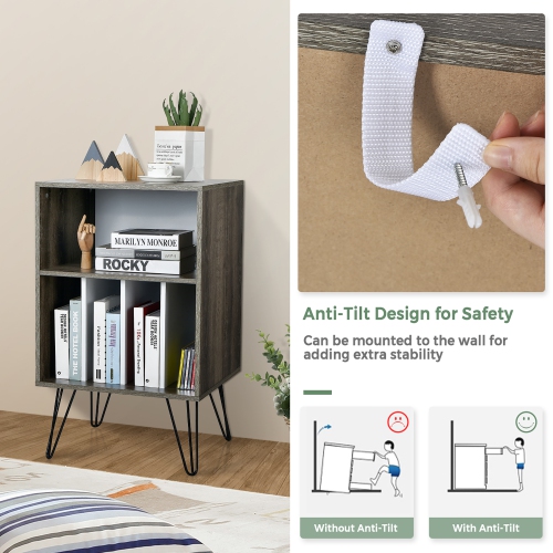 Costway – Support pour tourne-disque, tablette d’affichage pour tourne-disque, 21 x 18,5 x 34 po, noyer