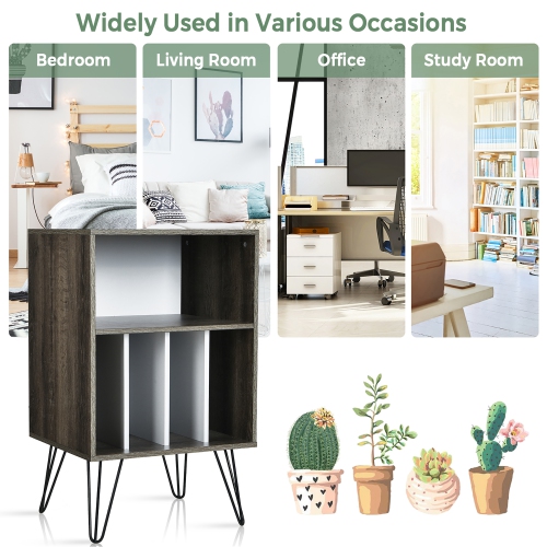 Costway – Support pour tourne-disque, tablette d’affichage pour tourne-disque, 21 x 18,5 x 34 po, noyer