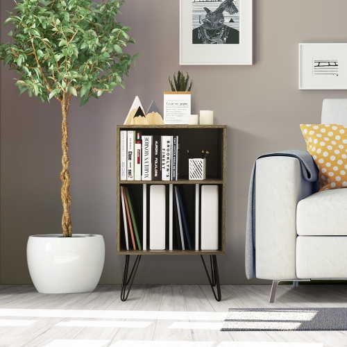 Costway – Support pour tourne-disque, tablette d’affichage pour tourne-disque, 21 x 18,5 x 34 po, noyer