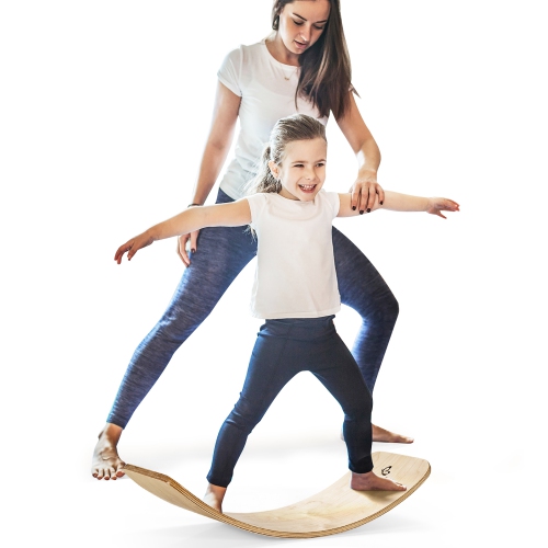 Costway Wooden Wobble Balance Board Kids Adult 35" Rocker Board Toy Support 660LBS