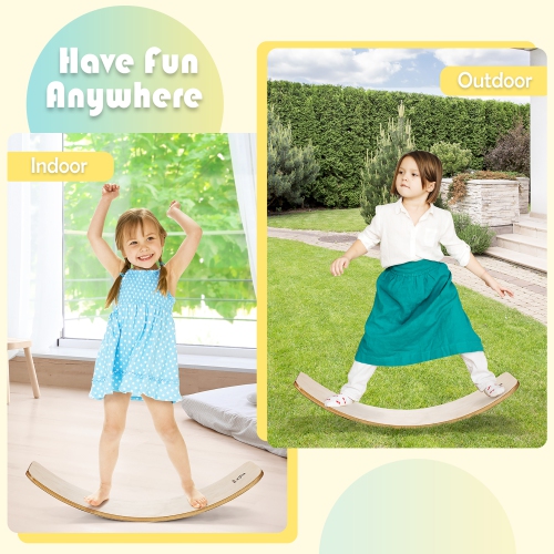 Planche d'équilibre en bois de Costway pour enfants planche à bascule de 35 po pour enfants 660LBS