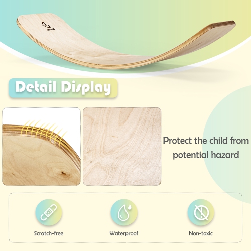 Planche d'équilibre en bois de Costway pour enfants planche à bascule de 35 po pour enfants 660LBS