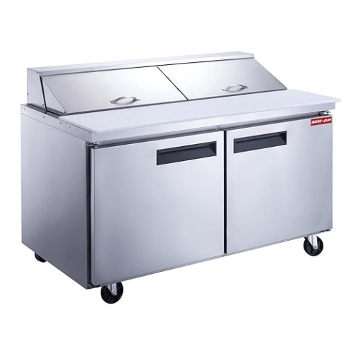 NEW AIR NPT-060-SA Commercial 60" Double Door Salad/Sandwich Prep Table - Ideal for Restaurants, Cafeterias & Food Processing Spaces