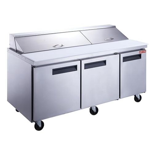 NEW AIR NPT-072-SA Commercial 72" Triple Door Salad/Sandwich Prep Table - Ideal for Restaurants, Cafeterias & Food Processing Spaces