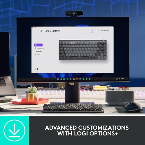 Logitech MX Mechanical Mini Wireless Illuminated Keyboard- Graphite- Tactile Quiet Typing