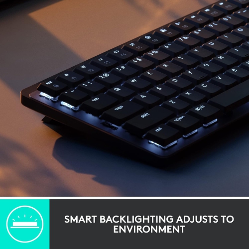 Logitech MX Mechanical Mini Wireless Illuminated Keyboard- Graphite- Tactile Quiet Typing