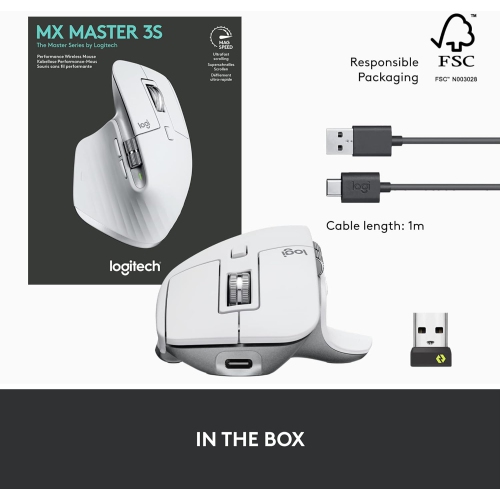 Logitech MX Master 3S - Wireless Performance Mouse for Mac - Pale Grey