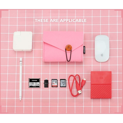 Portable Felt Storage Bag,Electronics Accessories Protective Case Pouch for MacBook Power Adapter, Mouse, Cellphone, Cables, SSD, HDD, Power