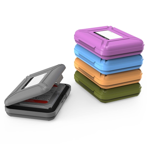 External Hard Drive Case/External Shockproof Storage Case for 3.5 Inch HDD - Grey/Blue/Orange/Green/Purple 5 Pack