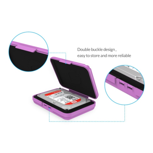 External Hard Drive Case/External Shockproof Storage Case for 3.5 Inch HDD - Grey/Blue/Orange/Green/Purple 5 Pack