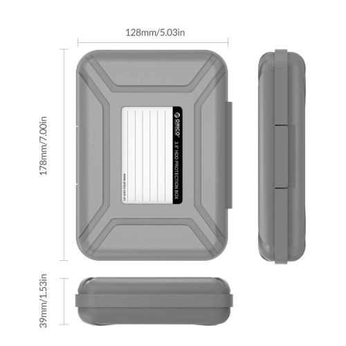 Couvercle de boîtier de rangement pour disque dur externe de portable 3,5&nbsp;po, anti-statique, résistant aux chocs - Gris, paquet de 5