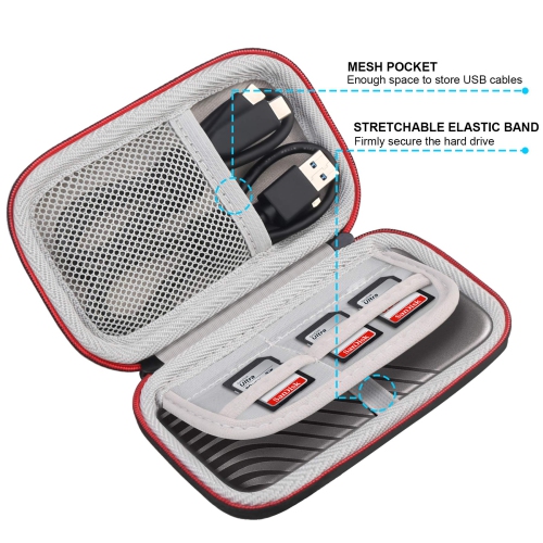 Hard Carrying Case for WD My Passport SSD External Portable Drive 500GB 1TB 2TB 4TB External Solid State Drive EVA Shockproof Water Repellent