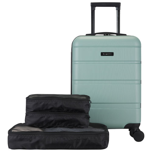 Bugatti Barcelona 21.65" Hard Side Carry-On Luggage with 3-Piece Packing Cube Set - Iceberg Green