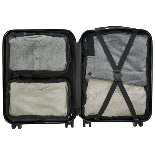 Bagage de cabine rigide 21,65 po Barcelona de Bugatti avec 3 cubes de rangement - Noir - Exclusivité de Best Buy