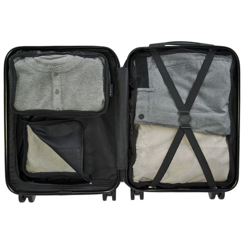 Bagage de cabine rigide 21,65 po Barcelona de Bugatti avec 3 cubes de rangement - Noir - Exclusivité de Best Buy