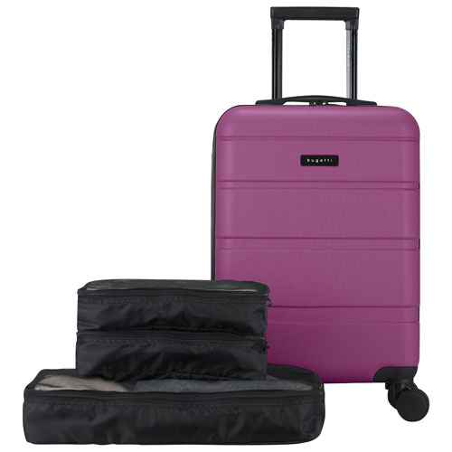 Bugatti Barcelona 21.65" Hard Side Carry-On Luggage with 3-Piece Packing Cube Set - Mellow Mauve