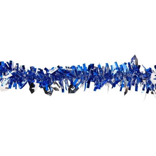 Guirlande de guirlandes de Noël Hanoukka DREIDEL - 50 pi x 3,5 po - Bleu et argent - non éclairée